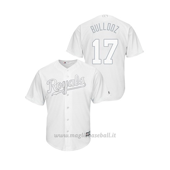 Maglia Baseball Uomo Kansas City Royals Hunter Dozier 2019 Players Weekend Bulldoz Replica Bianco